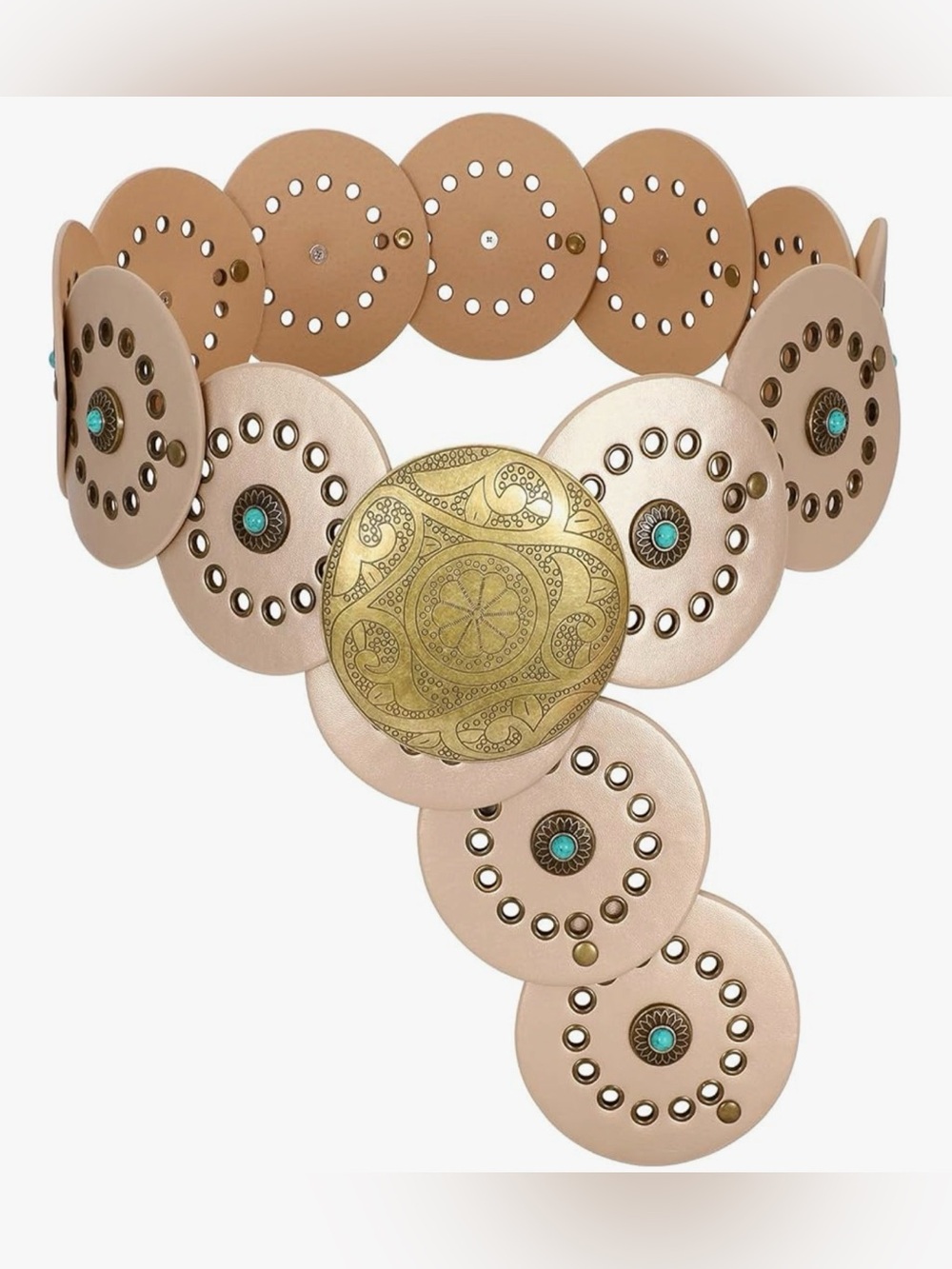 Cowgirl Belt Concho Belt, Boho Western Belt, Vintage Style Oval New - Picture 2 of 3